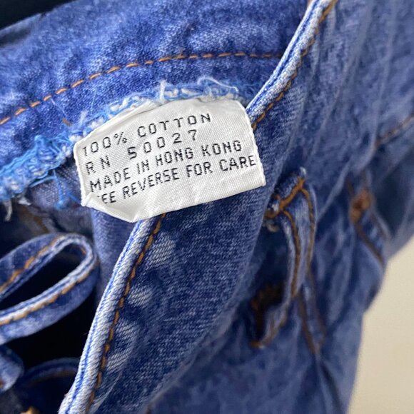 Vintage High Waisted Pleated Blue Denim Retro Shorts Cotton Made in Hong Kong - Picture 10 of 11